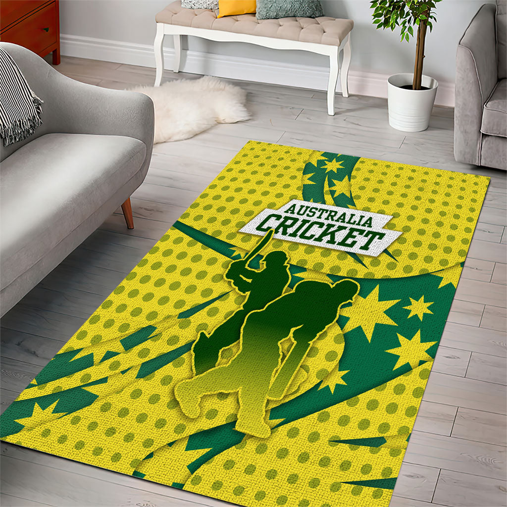 Australia Cricket Area Rug Golden Southern Cross Stars Halftone Pattern Design