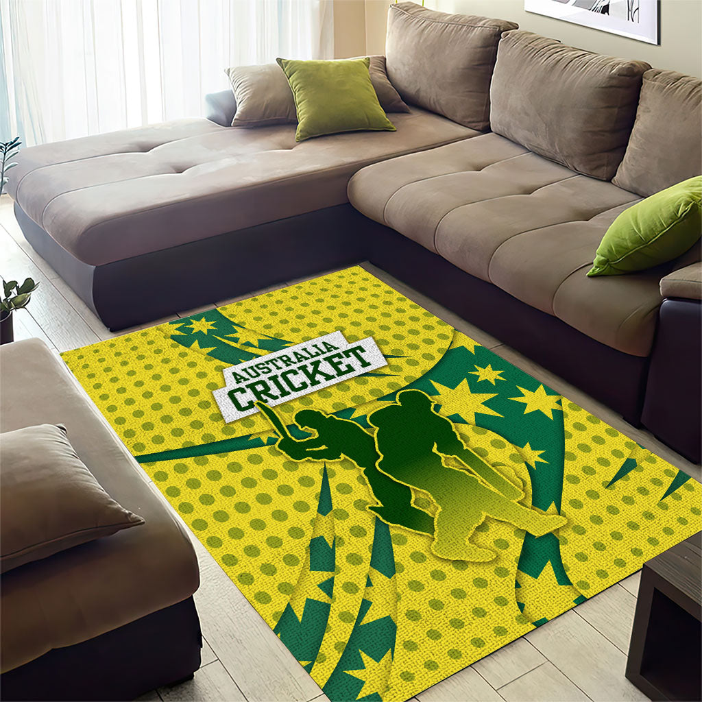 Australia Cricket Area Rug Golden Southern Cross Stars Halftone Pattern Design