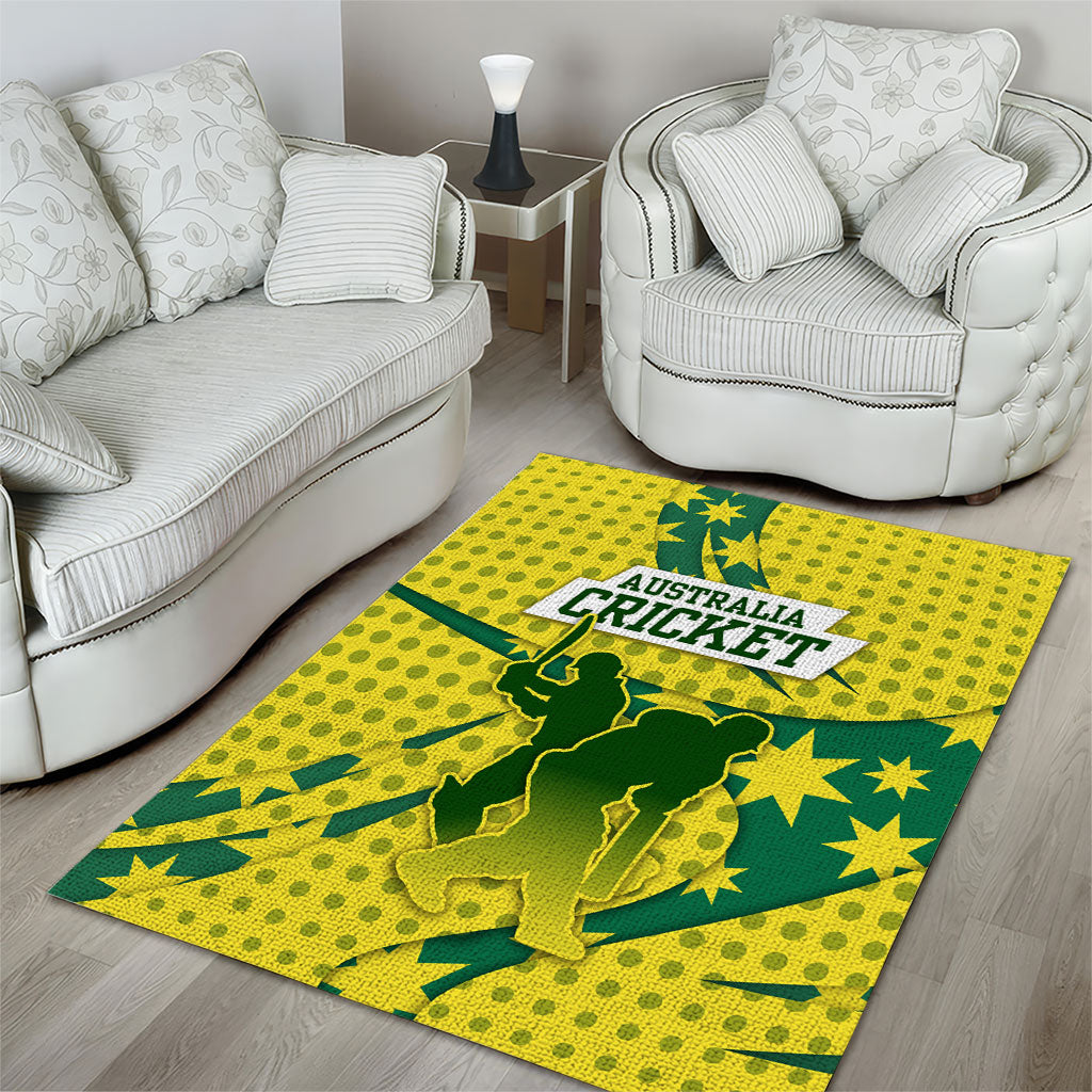Australia Cricket Area Rug Golden Southern Cross Stars Halftone Pattern Design