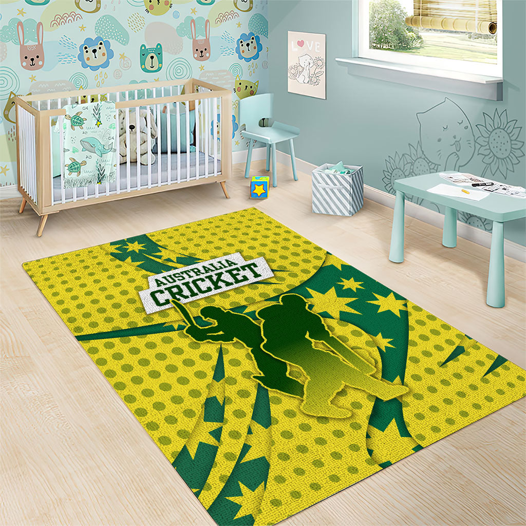 Australia Cricket Area Rug Golden Southern Cross Stars Halftone Pattern Design