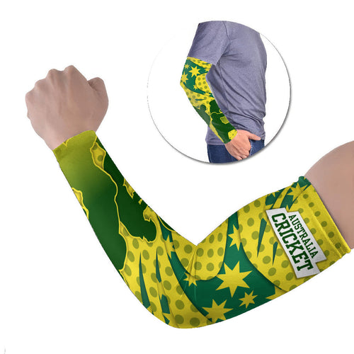 Australia Cricket Arm Sleeves Golden Southern Cross Stars Halftone Pattern Design