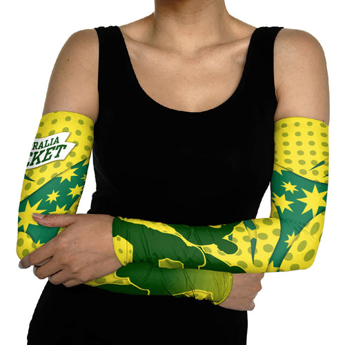 Australia Cricket Arm Sleeves Golden Southern Cross Stars Halftone Pattern Design