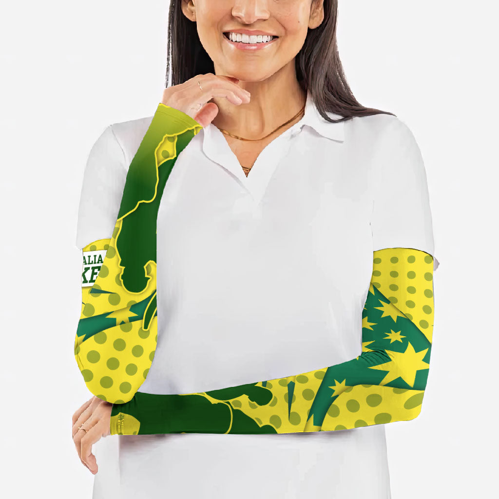Australia Cricket Arm Sleeves Golden Southern Cross Stars Halftone Pattern Design
