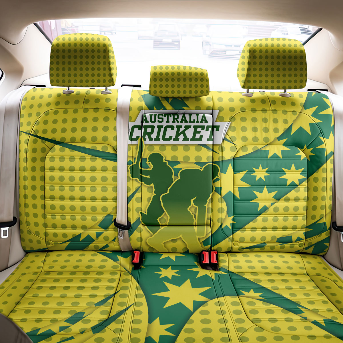 Australia Cricket Back Car Seat Cover Golden Southern Cross Stars Halftone Pattern Design