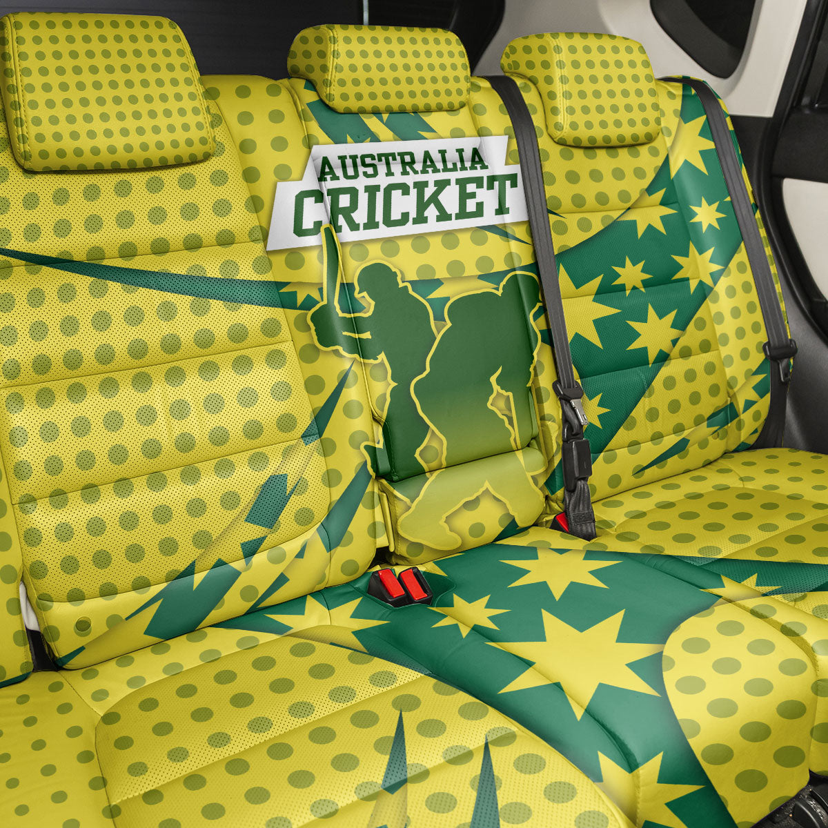Australia Cricket Back Car Seat Cover Golden Southern Cross Stars Halftone Pattern Design