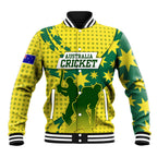 Australia Cricket Baseball Jacket Golden Southern Cross Stars Halftone Pattern Design