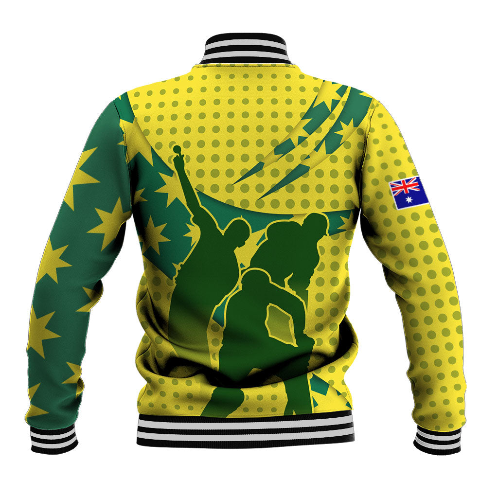 Australia Cricket Baseball Jacket Golden Southern Cross Stars Halftone Pattern Design