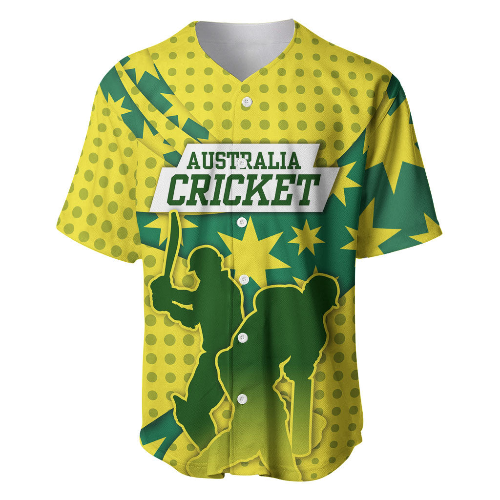 Australia Cricket Baseball Jersey Golden Southern Cross Stars Halftone Pattern Design