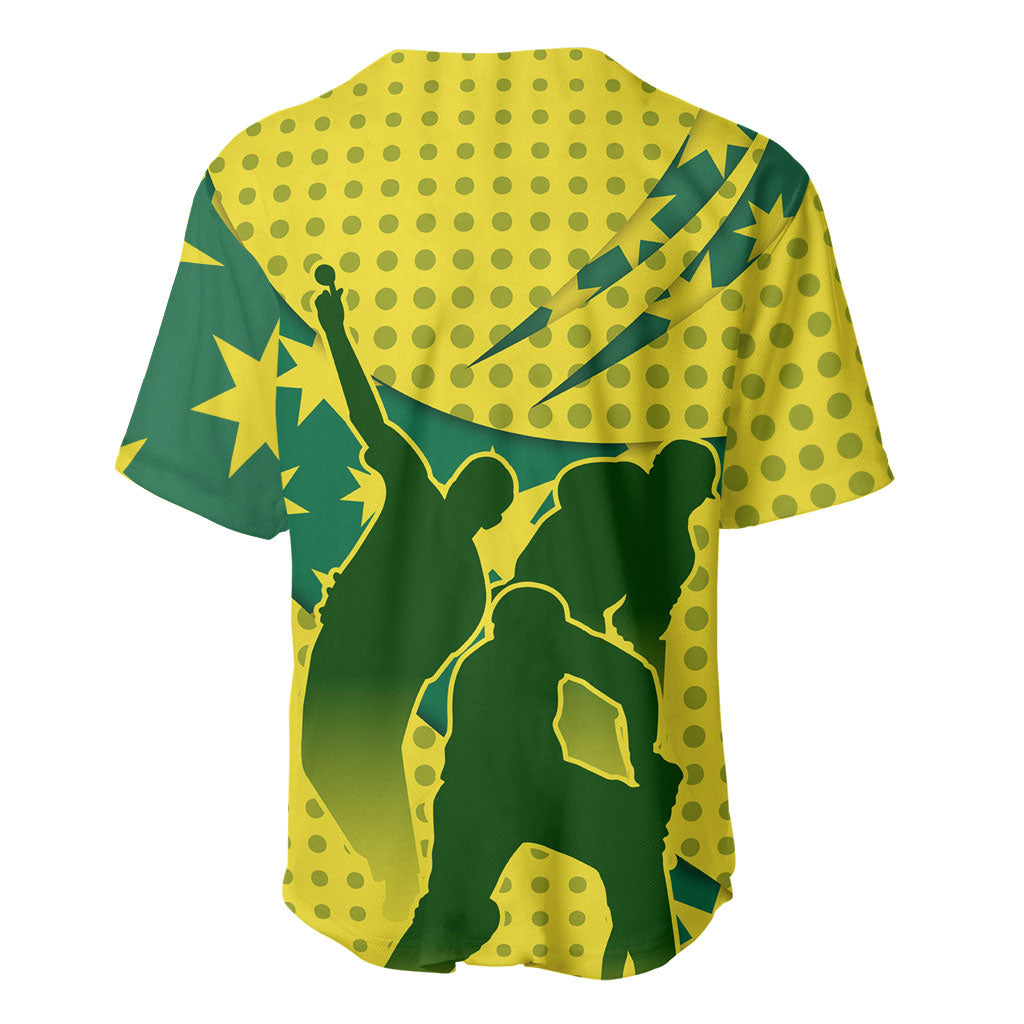 Australia Cricket Baseball Jersey Golden Southern Cross Stars Halftone Pattern Design