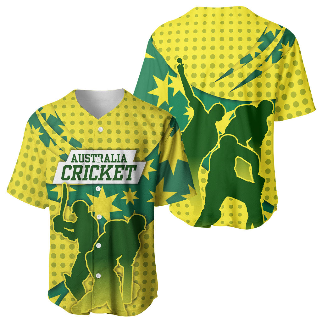 Australia Cricket Baseball Jersey Golden Southern Cross Stars Halftone Pattern Design