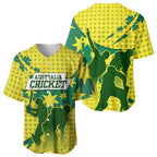 Australia Cricket Baseball Jersey Golden Southern Cross Stars Halftone Pattern Design