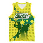 Australia Cricket Basketball Jersey Golden Southern Cross Stars Halftone Pattern Design