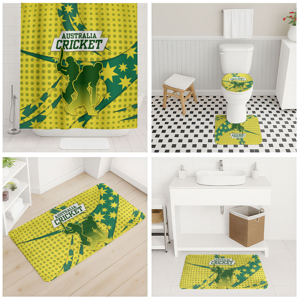 Australia Cricket Bathroom Set Golden Southern Cross Stars Halftone Pattern Design