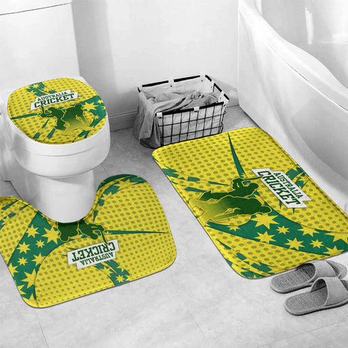 Australia Cricket Bathroom Set Golden Southern Cross Stars Halftone Pattern Design