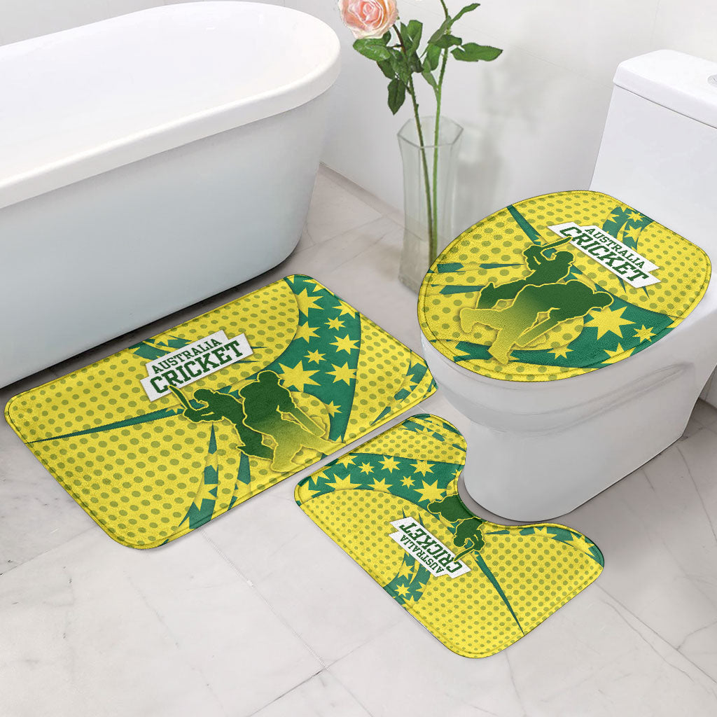 Australia Cricket Bathroom Set Golden Southern Cross Stars Halftone Pattern Design