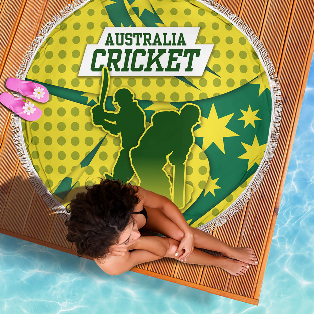 Australia Cricket Beach Blanket Golden Southern Cross Stars Halftone Pattern Design