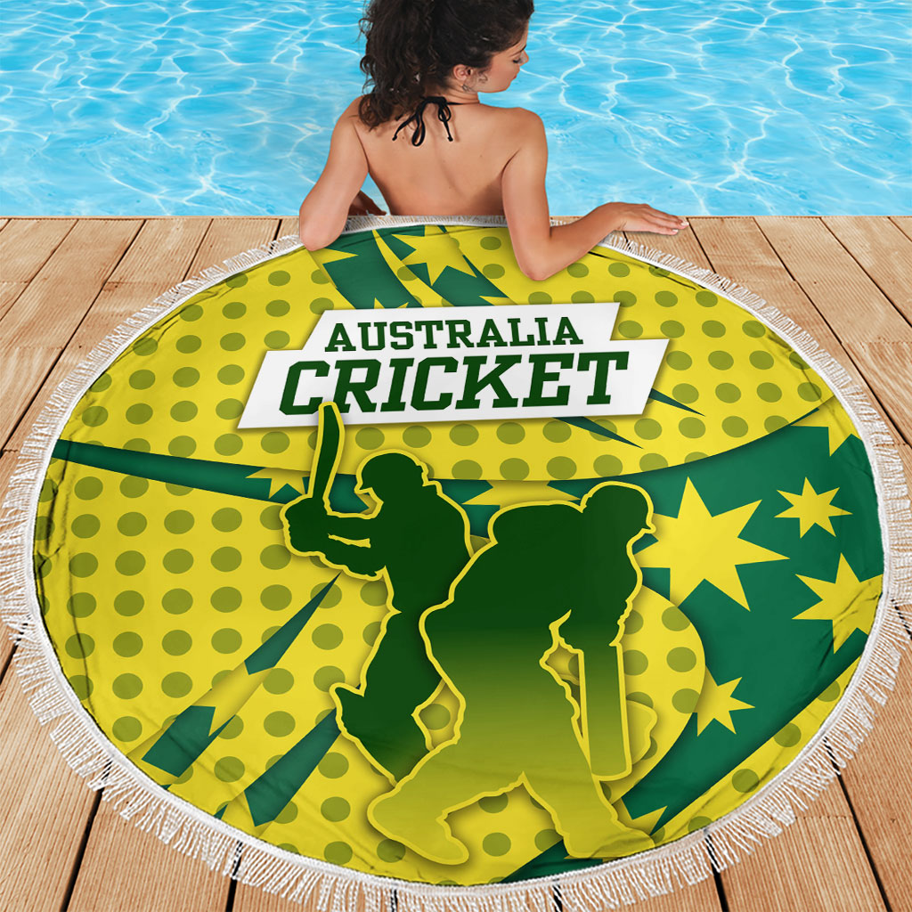 Australia Cricket Beach Blanket Golden Southern Cross Stars Halftone Pattern Design