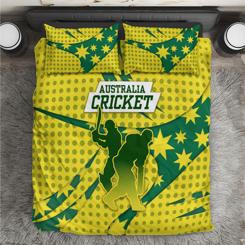 Australia Cricket Bedding Set Golden Southern Cross Stars Halftone Pattern Design