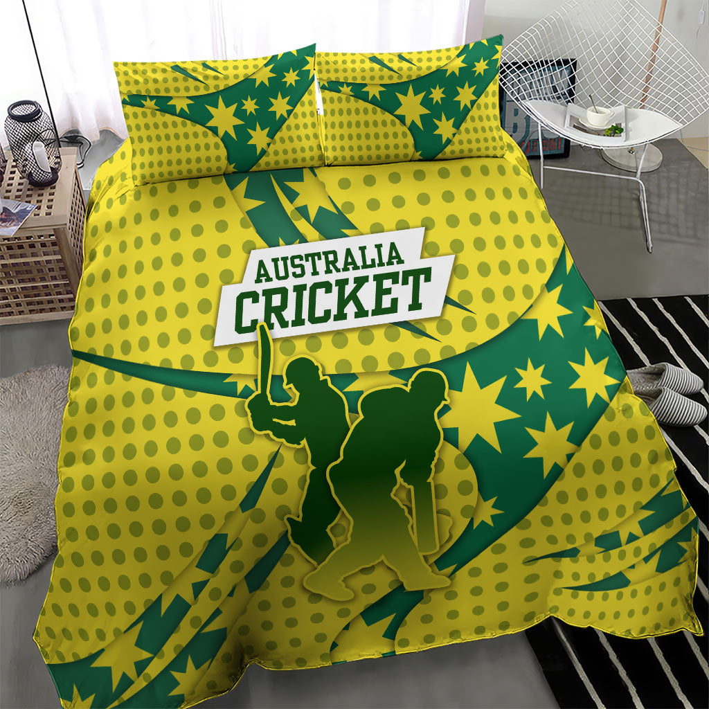 Australia Cricket Bedding Set Golden Southern Cross Stars Halftone Pattern Design