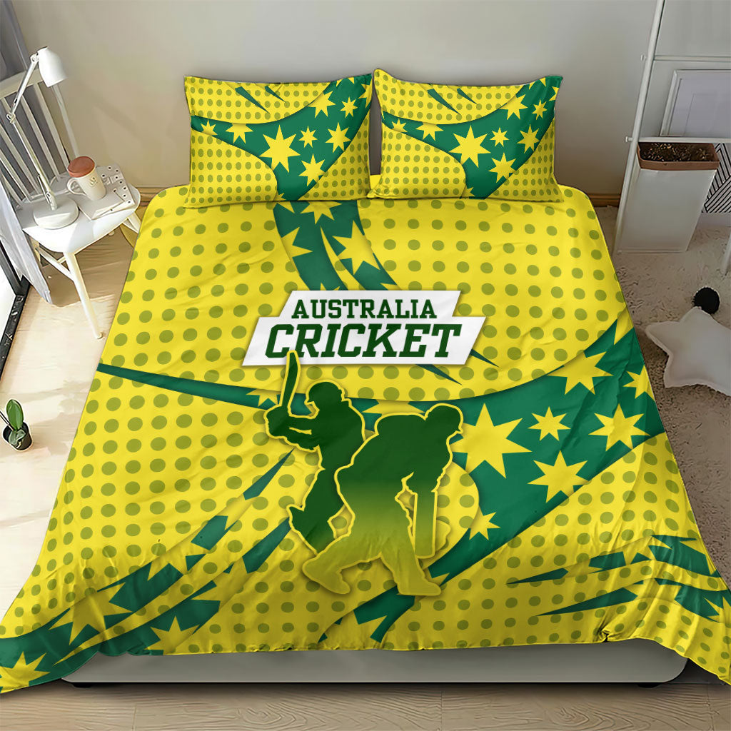 Australia Cricket Bedding Set Golden Southern Cross Stars Halftone Pattern Design