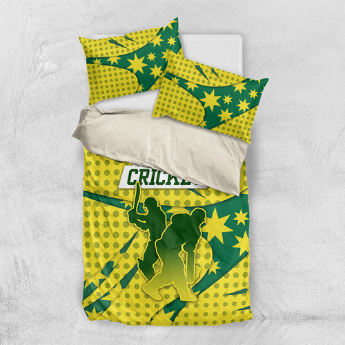 Australia Cricket Bedding Set Golden Southern Cross Stars Halftone Pattern Design