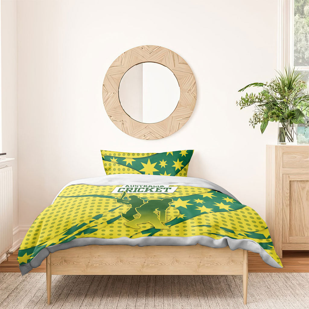 Australia Cricket Bedding Set Golden Southern Cross Stars Halftone Pattern Design