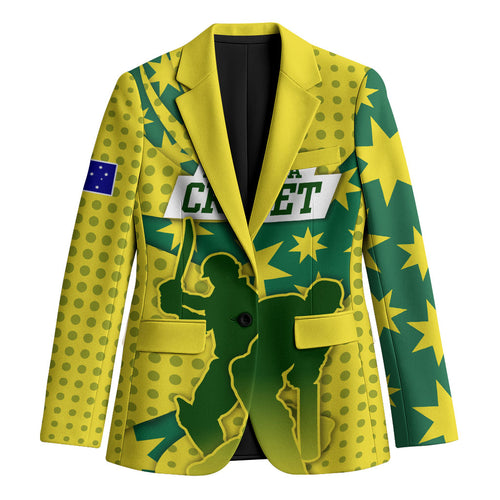 Australia Cricket Blazer Golden Southern Cross Stars Halftone Pattern Design