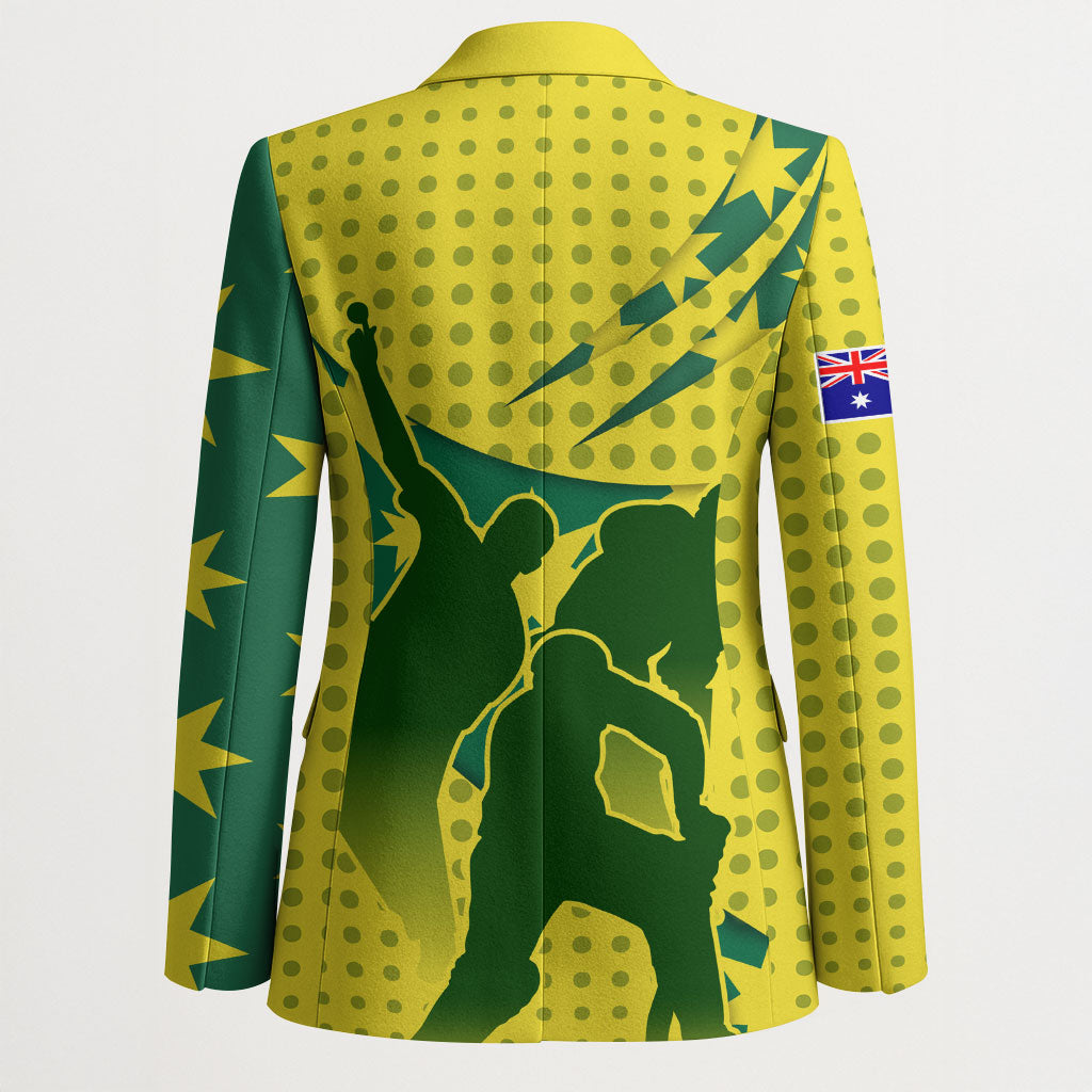 Australia Cricket Blazer Golden Southern Cross Stars Halftone Pattern Design