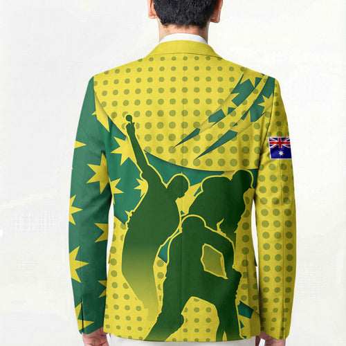 Australia Cricket Blazer Golden Southern Cross Stars Halftone Pattern Design