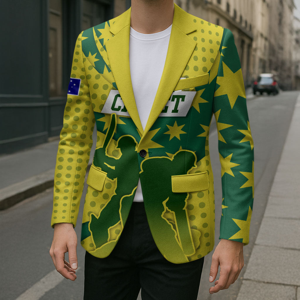Australia Cricket Blazer Golden Southern Cross Stars Halftone Pattern Design
