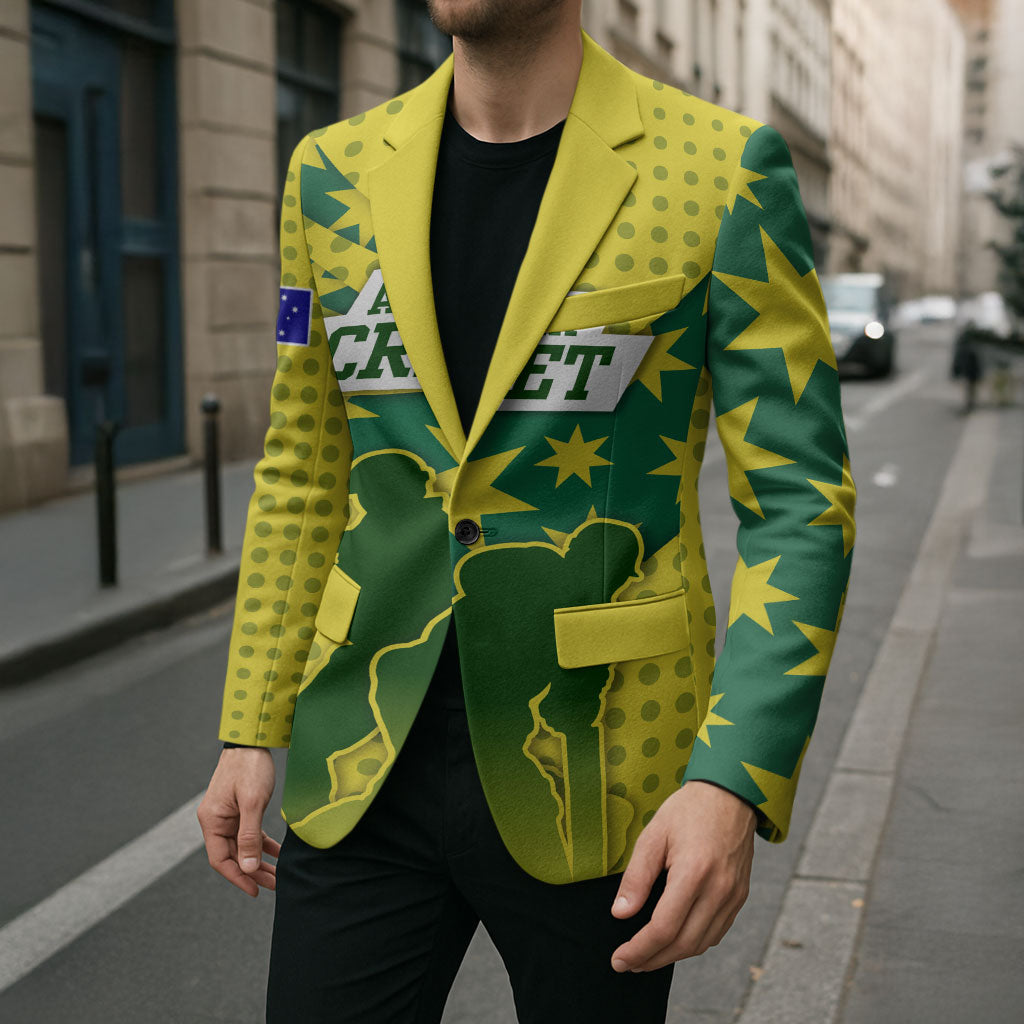 Australia Cricket Blazer Golden Southern Cross Stars Halftone Pattern Design