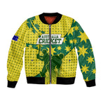 Australia Cricket Bomber Jacket Golden Southern Cross Stars Halftone Pattern Design