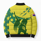 Australia Cricket Bomber Puffer Jacket Golden Southern Cross Stars Halftone Pattern Design