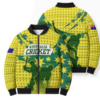 Australia Cricket Bomber Puffer Jacket Golden Southern Cross Stars Halftone Pattern Design