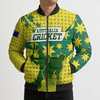 Australia Cricket Bomber Puffer Jacket Golden Southern Cross Stars Halftone Pattern Design