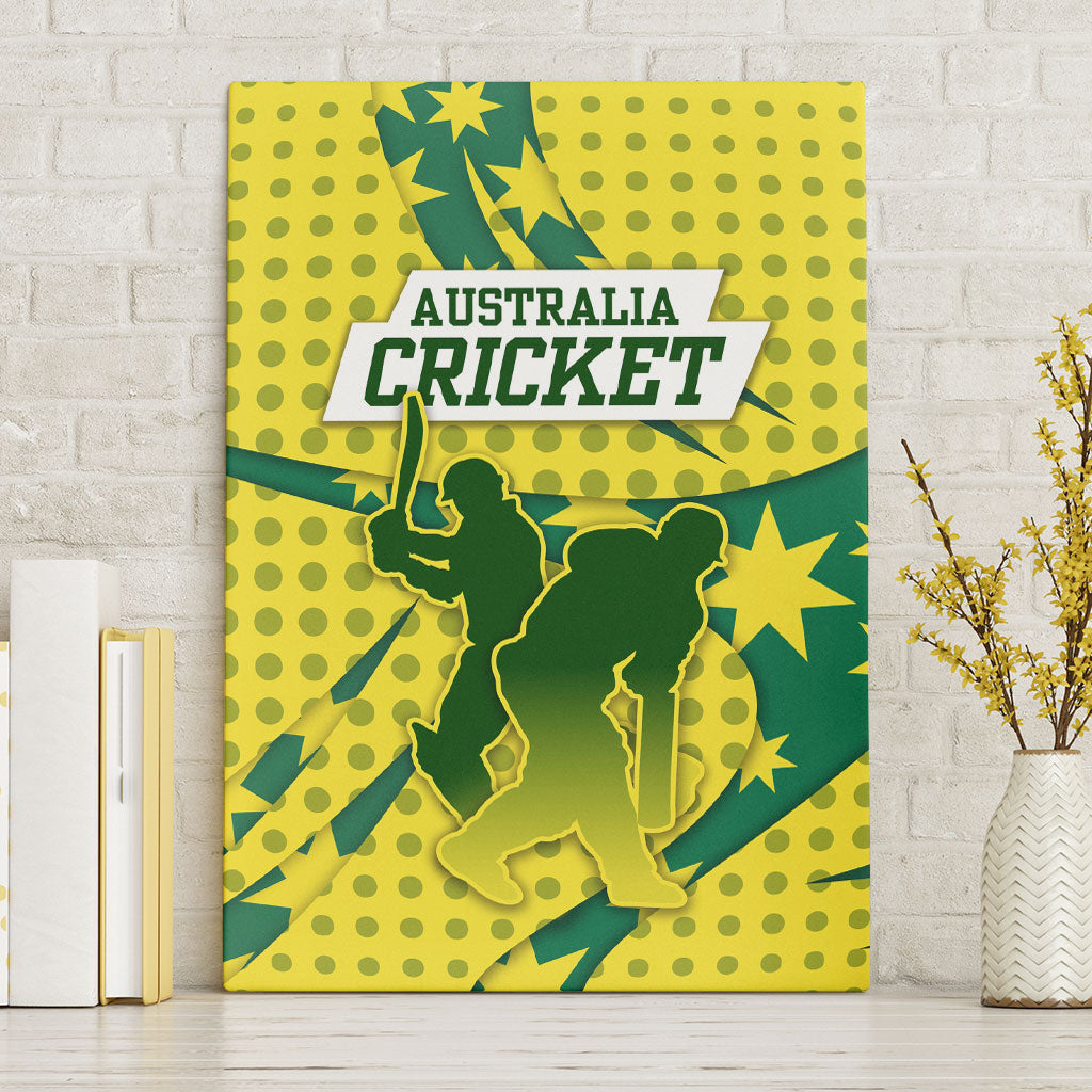 Australia Cricket Canvas Wall Art Golden Southern Cross Stars Halftone Pattern Design