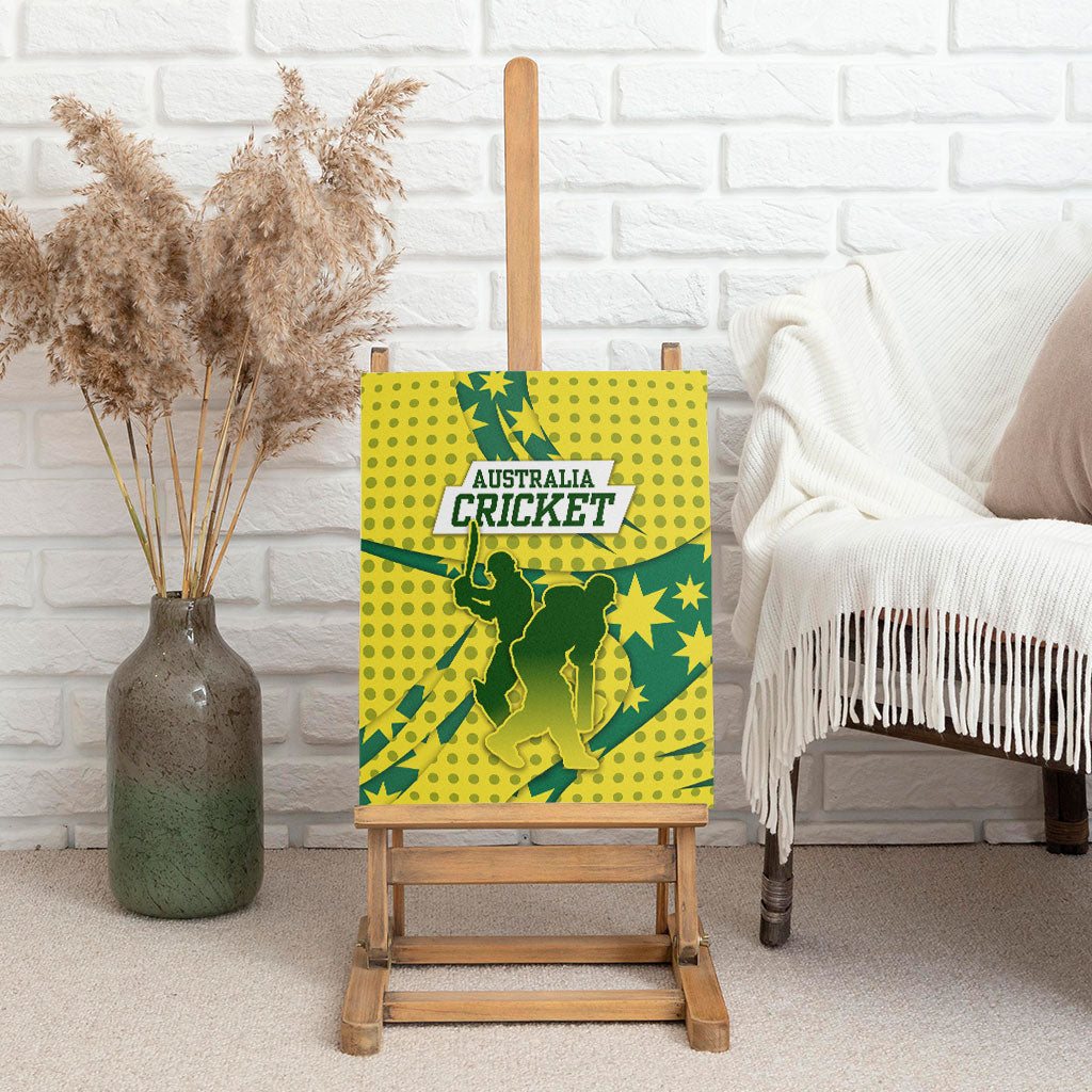 Australia Cricket Canvas Wall Art Golden Southern Cross Stars Halftone Pattern Design