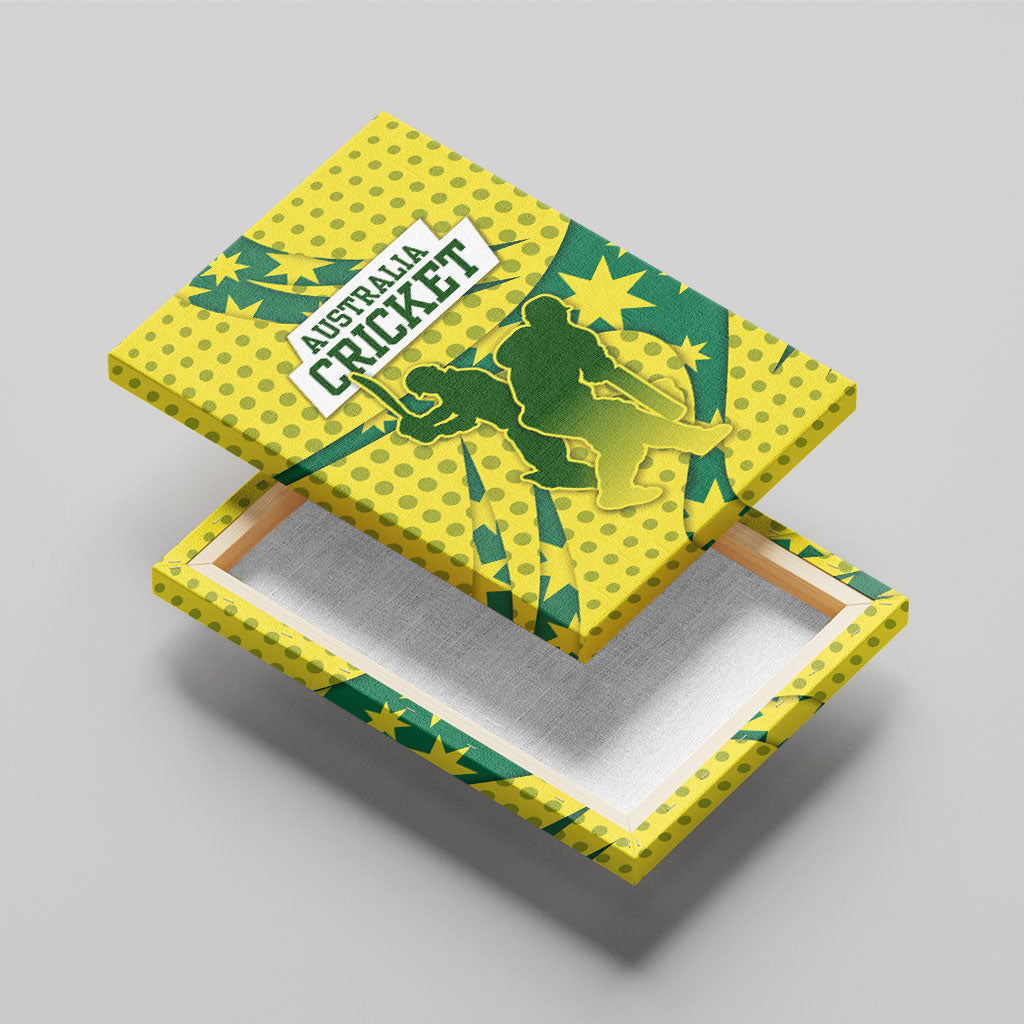 Australia Cricket Canvas Wall Art Golden Southern Cross Stars Halftone Pattern Design