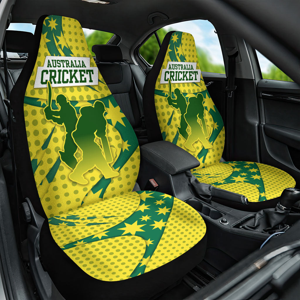Australia Cricket Car Seat Cover Golden Southern Cross Stars Halftone Pattern Design
