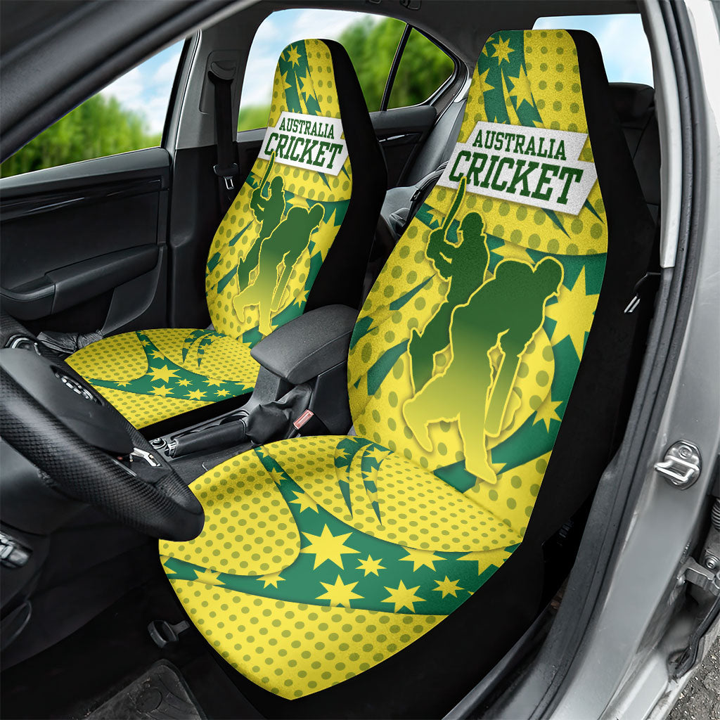 Australia Cricket Car Seat Cover Golden Southern Cross Stars Halftone Pattern Design