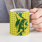 Australia Cricket Ceramic Mug Golden Southern Cross Stars Halftone Pattern Design