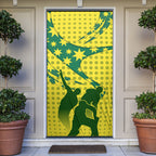 Australia Cricket Door Cover Golden Southern Cross Stars Halftone Pattern Design