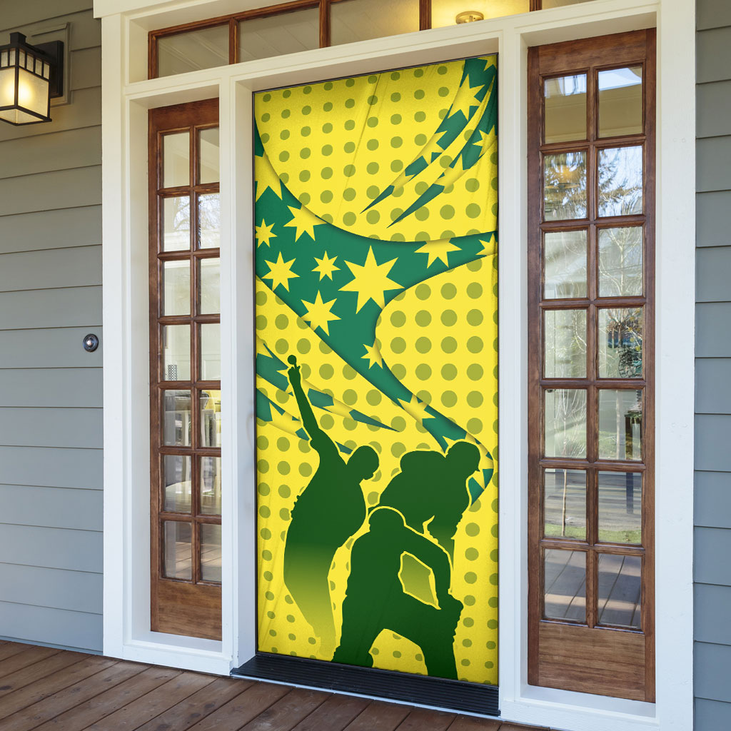 Australia Cricket Door Cover Golden Southern Cross Stars Halftone Pattern Design