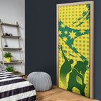 Australia Cricket Door Cover Golden Southern Cross Stars Halftone Pattern Design