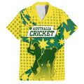 Australia Cricket Family Matching Puletasi and Hawaiian Shirt Golden Southern Cross Stars Halftone Pattern Design