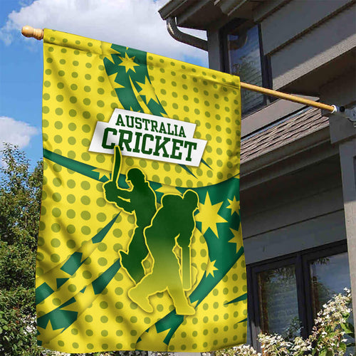 Australia Cricket Garden Flag Golden Southern Cross Stars Halftone Pattern Design