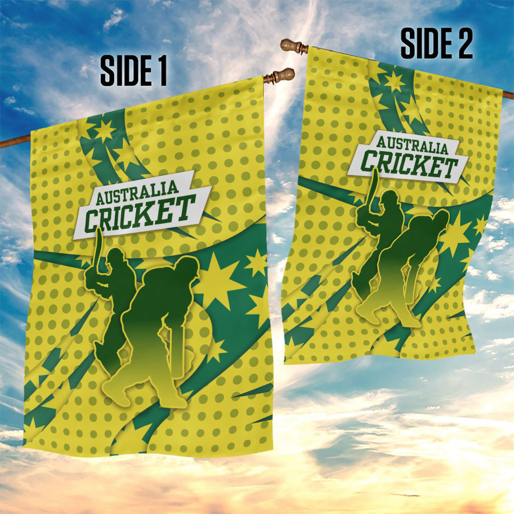 Australia Cricket Garden Flag Golden Southern Cross Stars Halftone Pattern Design