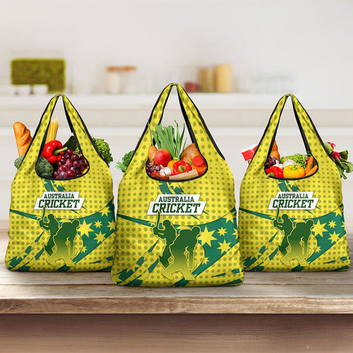 Australia Cricket Grocery Bag Golden Southern Cross Stars Halftone Pattern Design