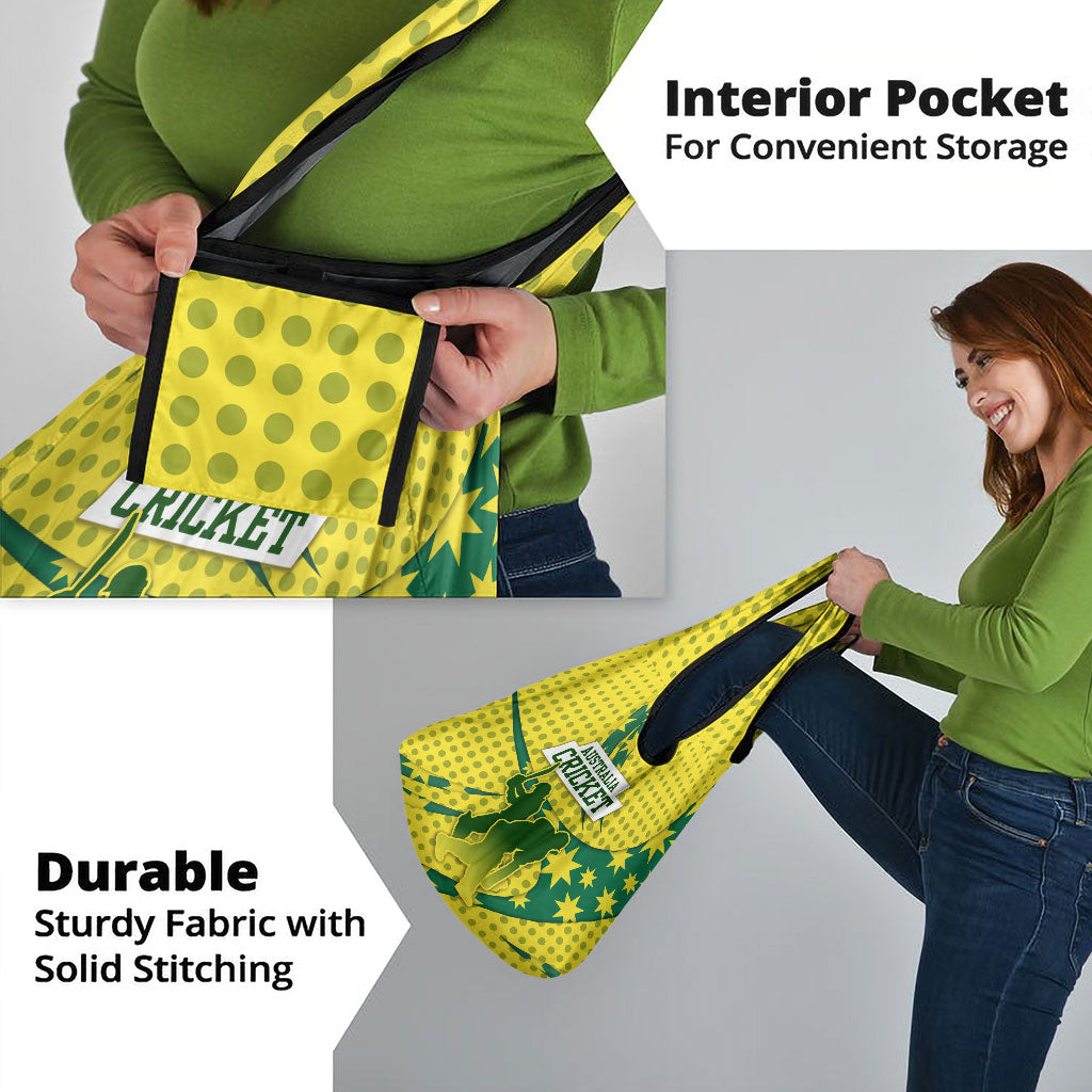 Australia Cricket Grocery Bag Golden Southern Cross Stars Halftone Pattern Design