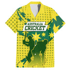 Australia Cricket Hawaiian Shirt Golden Southern Cross Stars Halftone Pattern Design